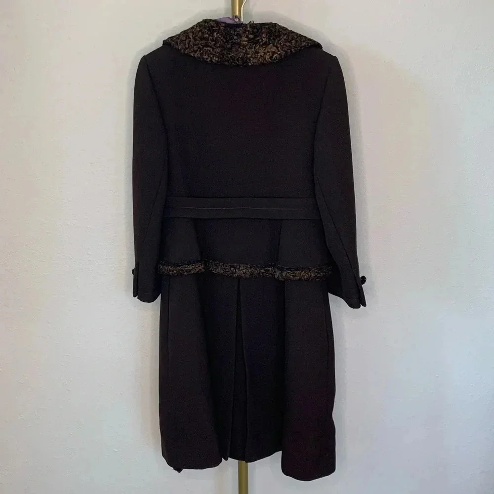 Vintage 1970s Stegari New York 100% Virgin Wool Coat Lambswool Trim Rose Small